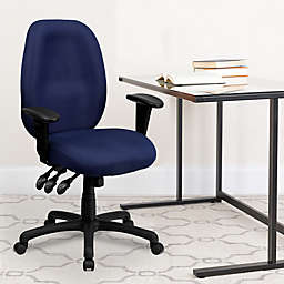 Flash Furniture High Back Navy Fabric Multifunction Ergonomic Executive Swivel Office Chair with Adjustable Arms