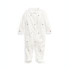 Alternate image 0 for Ralph Lauren Baby Girl's Embroidered Footie White Size 9MOS