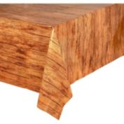 Blue Panda Wood Grain Plastic Tablecloths, Party Table Covers (54 x 108 Inches, 3 Pack)