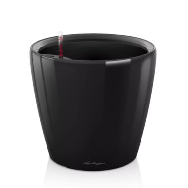 Lechuza USA 17" Black Round Classico Planter with Water Reservoir. View a larger version of this product image.