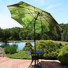 Alternate image 1 for Sunnydaze Outdoor Aluminum Inside Out Patio Umbrella with Push Button Tilt and Crank - 9&#39; - Green Tropical Leaf