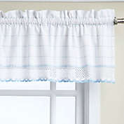 Sweet Home Collection   Adirondack Cotton Kitchen Window Curtains, Valance, White/Blue