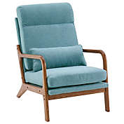 Stock Preferred High Back Solid Wood Armrest Chair in Blue