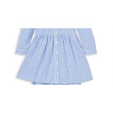 Ralph Lauren Girls' Striped Shirt Dress & Bloomers Set Blue Size 3MOS. View a larger version of this product image.