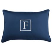 Outdoor Living and Style 20" Navy Blue and White Embroidered Monogram "F" Rectangular Lumbar Pillow