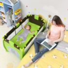 Alternate image 2 for Slickblue Nursery Center Playard Baby Crib Set Portable Nest Bed-Green
