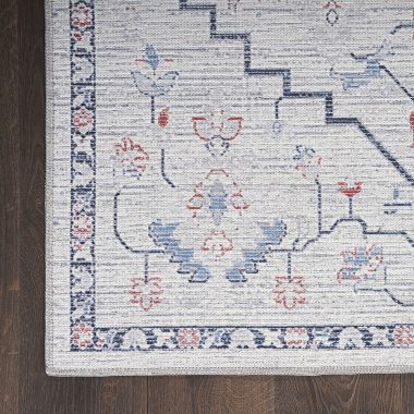 Nicole Curtis Machine Washable Series 1 2' x 3'9" Ivory Blue Farmhouse Indoor Rug. View a larger version of this product image.