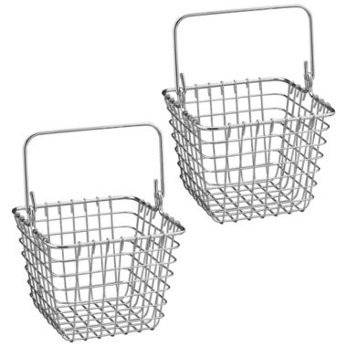 mDesign Small Metal Kitchen Pantry Basket Bin with Handle - 2 Pack - Chrome. View a larger version of this product image.