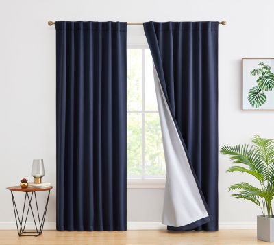 THD Grant 100% Full Complete Blackout Heavy Thermal Insulated Energy Saving Heat/Cold Blocking Curtain Drapery Panels for Bedroom & Living Room - Set of 2