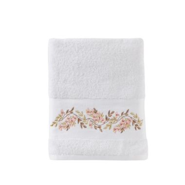 Saturday Knight Ltd Misty Floral Beautiful Embroidered And Ultra Plush Bath Towel - 27x50", White. View a larger version of this product image.