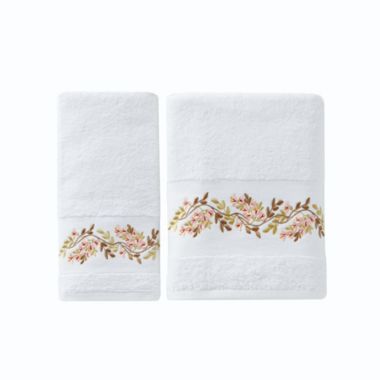 Saturday Knight Ltd Misty Floral Beautiful Embroidered And Ultra Plush Bath Towel - 27x50", White. View a larger version of this product image.