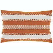 Mina Victory Outdoor Pillows Woven Stripes & Dots 14" x 22" Orange Indoor/Outdoor Throw Pillow
