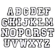 Bright Creations Alphabet Iron On Patches for Clothing,  A-Z Varsity Letters (White, 1.4 In, 62 Pieces)
