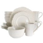 Alternate image 0 for Elama Luna 16 Piece Embossed Scalloped Stoneware Dinnerware Set in White