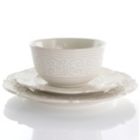Alternate image 1 for Elama Luna 16 Piece Embossed Scalloped Stoneware Dinnerware Set in White