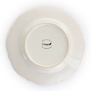 Elama Luna 16 Piece Embossed Scalloped Stoneware Dinnerware Set in White. View a larger version of this product image.
