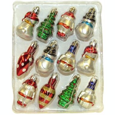 Kurt Adler Miniature Shatterproof Hanging Christmas Ornaments, 12-Piece Box Set, 2 Inch. View a larger version of this product image.