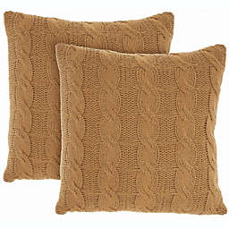 Mina Victory Life Styles Cotton Knitted 2Pack set2 Gold Indoor Throw Pillow