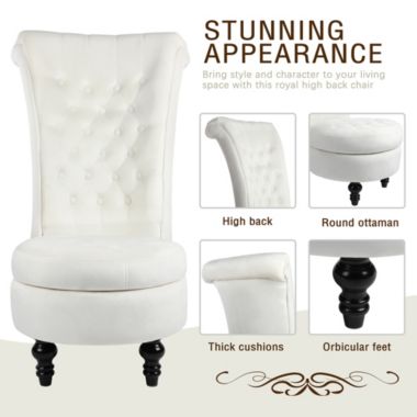Tolead Royal Velvet High Back Armless Chair, Retro Elegant Luxury Throne Chair, Upholstered. View a larger version of this product image.