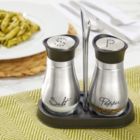 Alternate image 3 for Juvale Salt and Pepper Shakers Set with Holder, Stainless Steel and Glass Dispenser (4oz)