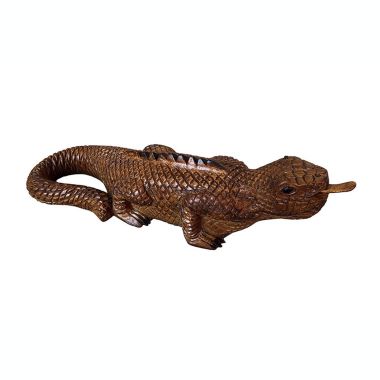 D-Art collection Hand Crafted Teak Mahogany Wood Iguana Statue - Medium. View a larger version of this product image.