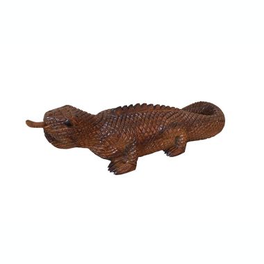 D-Art collection Hand Crafted Teak Mahogany Wood Iguana Statue - Medium. View a larger version of this product image.