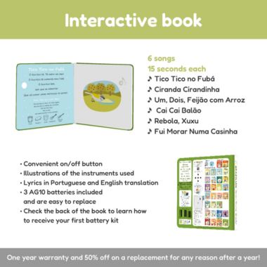 Cali's Books Brazilian Nursery Rhymes Book - Sound Books for Toddlers 1-3 Years Old - Interactive & Educational Music Toys for Bilingual Children with Lyrics & Translations - Musical Gifts for Kids. View a larger version of this product image.