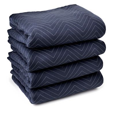 Sure-Max Moving & Packing Blanket - Pro Economy - 80" x 72" (35 lb/dz weight) - Professional Quilted Shipping Furniture Pad Navy Blue and Black