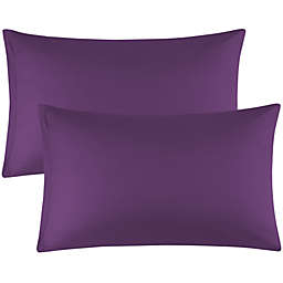 PiccoCasa 100% Cotton Solid 300 Thread Count Pillow Cases, Dark Purple King Pillowcase Set of 2, Zippered Pillow Covers, 20x36 Inches