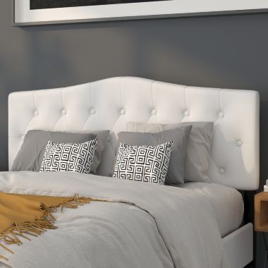 Flash Furniture Cambridge Tufted Upholstered Queen Size Headboard in White Fabric. View a larger version of this product image.