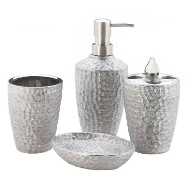 Accent Plus Hammered Silver Bath Accessory Set. View a larger version of this product image.