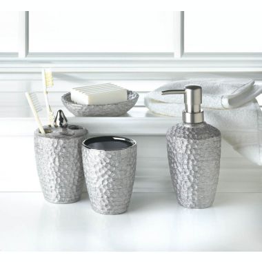 Accent Plus Hammered Silver Bath Accessory Set. View a larger version of this product image.