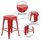 Alternate image 2 for Flash Furniture 24" High Backless Red Metal Counter Height Stool with Square Wood Seat