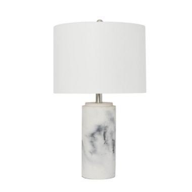Elegant Designs Modern Marble Table Lamp with White Fabric Drum Shade. View a larger version of this product image.