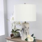Alternate image 2 for Elegant Designs Modern Marble Table Lamp with White Fabric Drum Shade