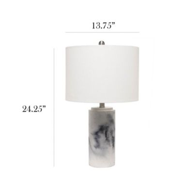 Elegant Designs Modern Marble Table Lamp with White Fabric Drum Shade. View a larger version of this product image.