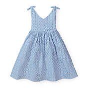 Hope & Henry Girls&#39; Bow Shoulder Swing Dress (Classic Blue Eyelet, 18-24 Months)