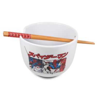 Marvel Spider-Man Japanese Ceramic Dinnerware Set   Includes 20-Ounce Ramen Bowl and Wooden Chopsticks   Asian Food Dish Set For Home Kitchen   Official Comic Book Manga Collectible. View a larger version of this product image.