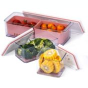Lille Home Stackable Produce Saver, Organizer Bins/Storage Containers With Removable Drain Tray, Set of 3