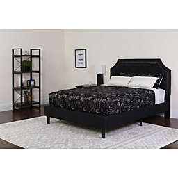 Flash Furniture Brighton King Size Tufted Upholstered Platform Bed in Black Fabric with Pocket Spring Mattress