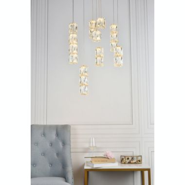 Elegant Lighting Polaris LED light gold Pendant Clear Royal Cut Crystal. View a larger version of this product image.