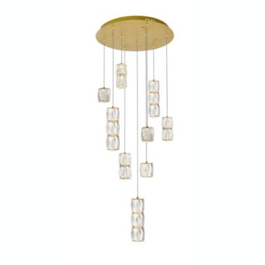 Elegant Lighting Polaris LED light gold Pendant Clear Royal Cut Crystal. View a larger version of this product image.