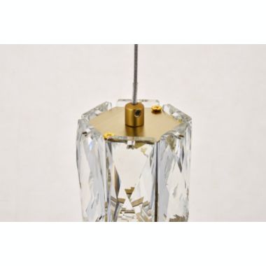 Elegant Lighting Polaris LED light gold Pendant Clear Royal Cut Crystal. View a larger version of this product image.