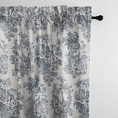 6ix Tailors Fine Linens Toile Menagerie Blue Pole Top Drapery Panel Pair. View a larger version of this product image.