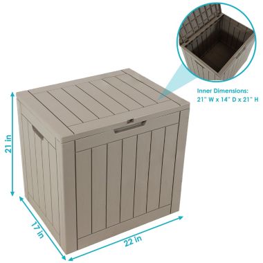 Sunnydaze Lockable Outdoor Small Deck Box with Storage and Side Handles - 32-Gal. - Driftwood. View a larger version of this product image.