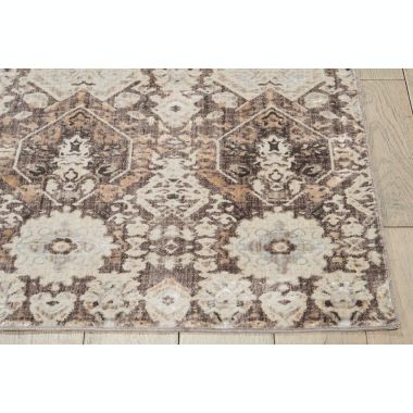 Kathy Ireland Silver Screen Mocha/Slate Area Rug by Nourison KI341 5'3"X7'3". View a larger version of this product image.