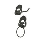 Alternate image 1 for Things2Die4 Rustic Cast Iron Black Bear Paw Towel Ring and Holder Set