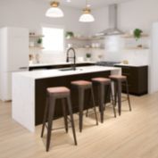 Emma + Oliver 30" High Metal Indoor Bar Stool with Wood Seat in Gun Metal Gray - Stackable Set of 4