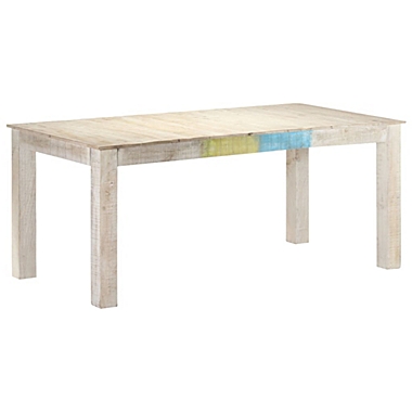 vidaXL Dining Table White 70.9"x35.4"x29.9" Solid Mango Wood. View a larger version of this product image.