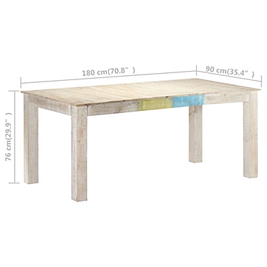 vidaXL Dining Table White 70.9"x35.4"x29.9" Solid Mango Wood. View a larger version of this product image.